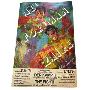 Vintage 1974 Muhammad Ali vs George Foreman Rumble in the Jungle German Poster